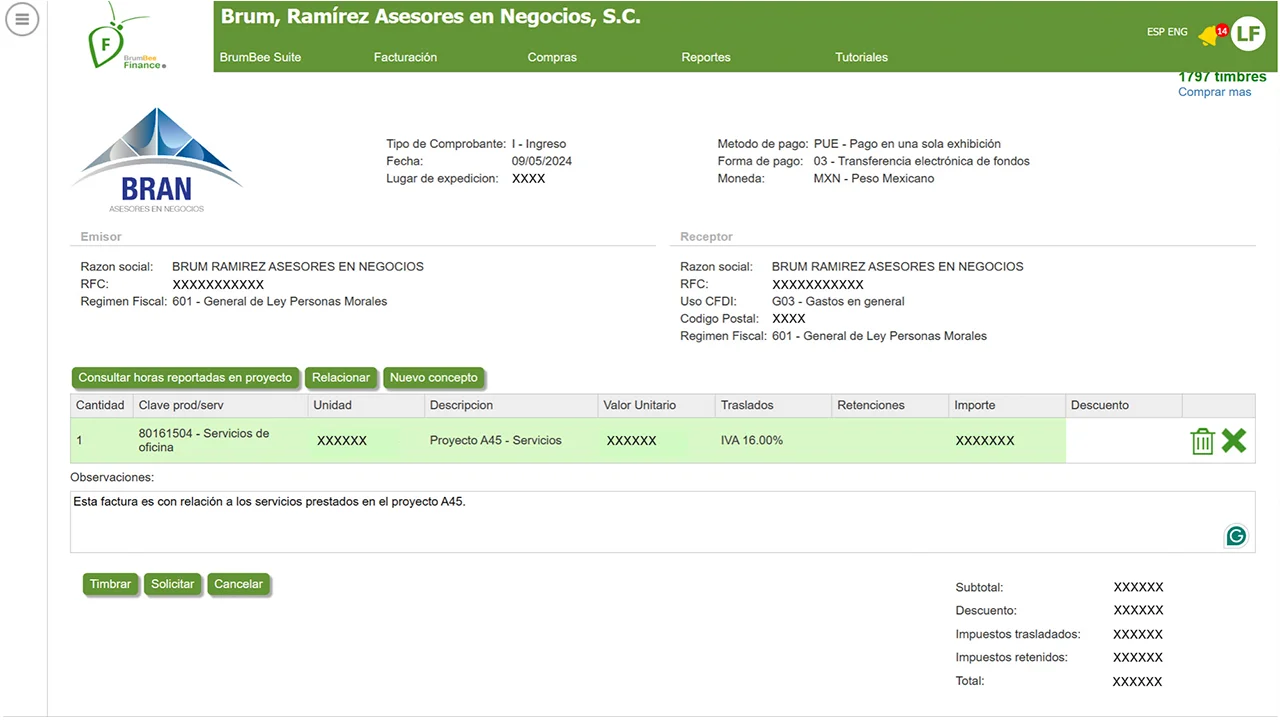 Emisión de facturas-BrumBee Finance