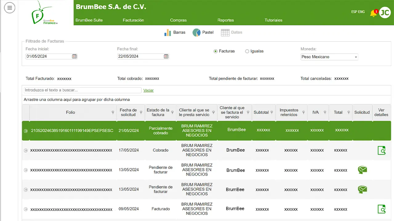 Gestión de facturación- BrumBee Finance