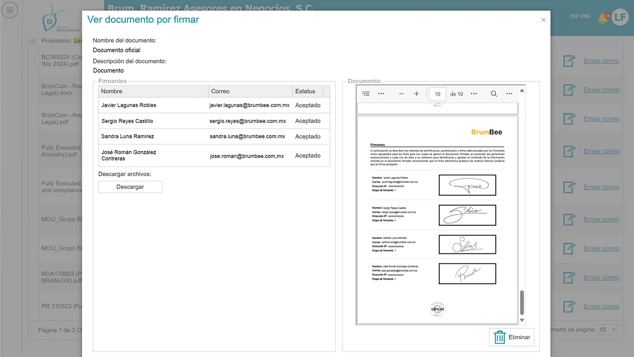 Documentos con firma certificada- BrumBee Documents